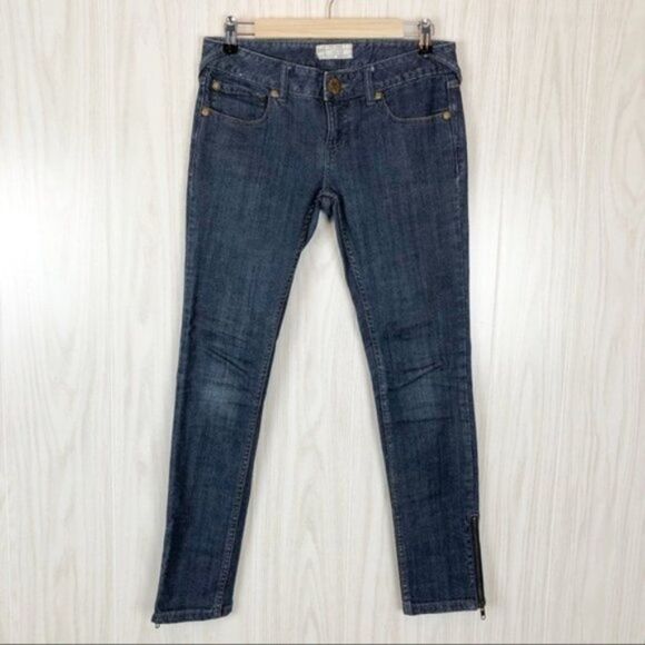 Free People Denim - Free People | Dark Wash Skinny Jeans Ankle Zipper Detail Size 28